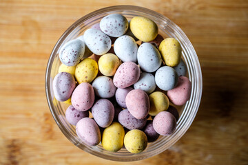  A Bowl Of Sugar Coated Chocolate Eggs Confectionery Sweets