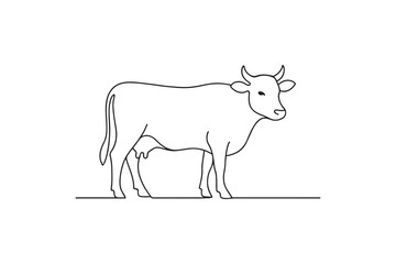 Cow animal continuous one line drawing minimalism design