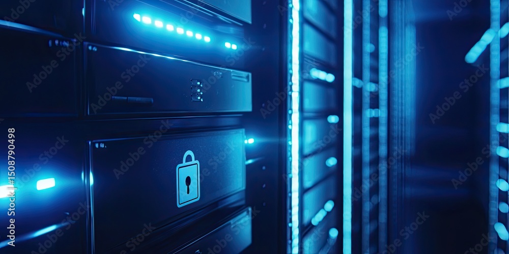 Poster view of a digital vault with a lock icon, howcasing ecure torage and privacy for personal financial 