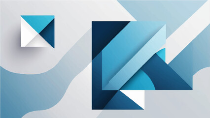 Abstract blue geometric vector design featuring crystal-like triangle shapes with a light shine