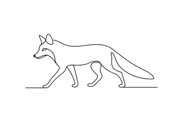 Fox animal continuous one line drawing minimalism design