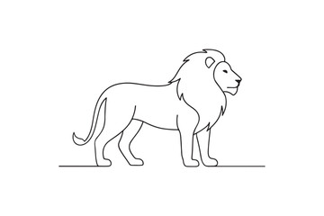 Lion animal continuous one line drawing minimalism design