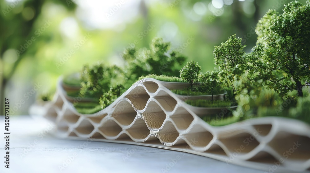 Poster a macro shot of an eco-friendly technology innovation made from sustainable materials and featuring 
