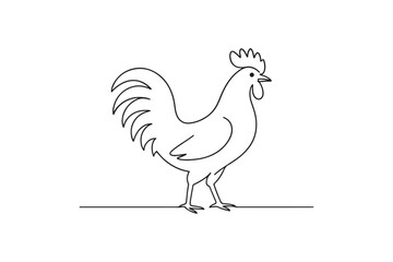 Rooster animal continuous one line drawing minimalism design