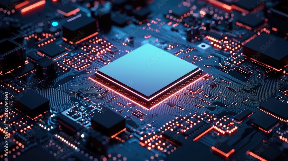 Leinwandbilder Focused view of an SSD revealing its circuit board, emphasizing speed and efficiency, showcasing advanced storage technology.