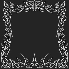 Collection of curved and abstract frames, black and white vector illustration of square borders. Vintage decorative elements in Celtic and tribal styles.

