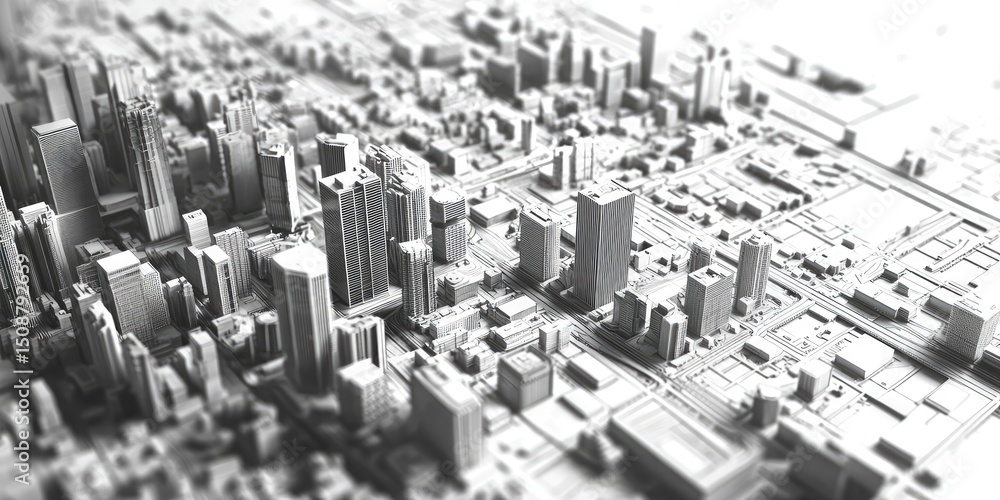 Leinwandbilder A modern urban design interface with interactive city planning tools, real-time infrastructure data, and advanced technology integration.