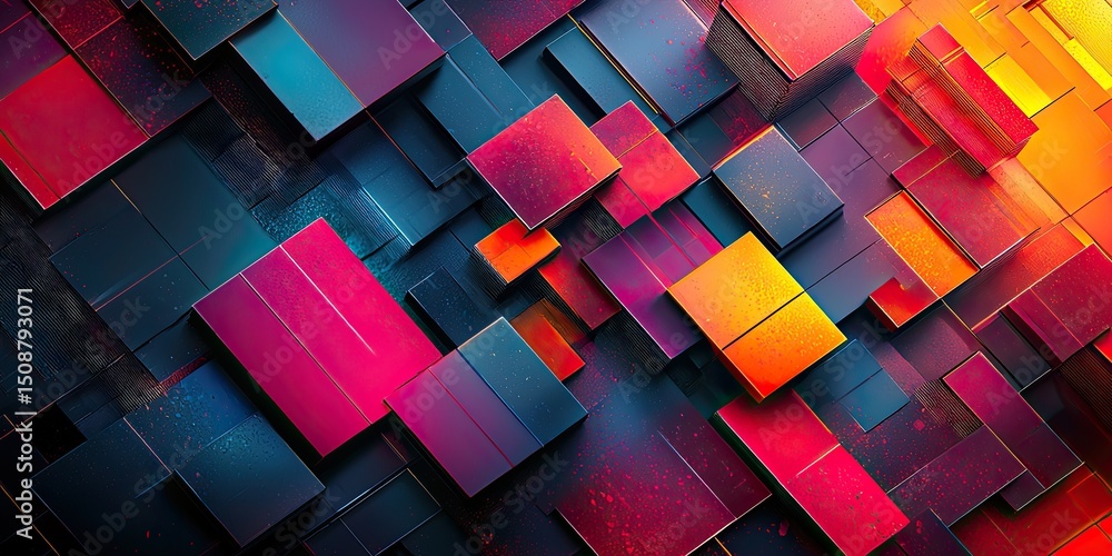 Aufkleber an abstract composition that highlights geometric patterns merging and transforming, employing a mix