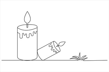 Candle icon continuous single line drawing and minimalist style outline design