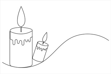 Candle icon continuous single line drawing and minimalist style outline design