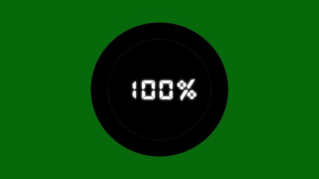 Progress white circular waiting download or upload network update. Circle loading bar for transferring on green background with 0 to 100 percent .