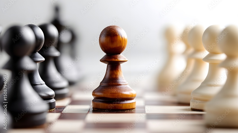 Poster a close-up of a chess game with a strategic move being made. long_title:a close-up view of a chess b