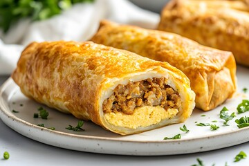 egg roll on a plate.