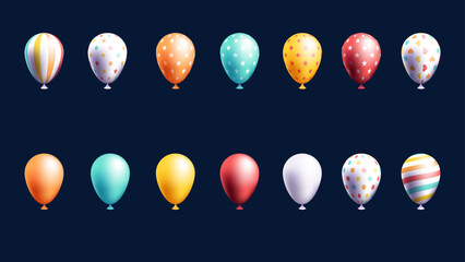 balloons vector collection with various color variations. great for birthday card and another celebration banner