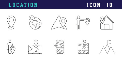 Minimal Location and Navigation Icon Set – Pin, Map, GPS & Destination Line Icons