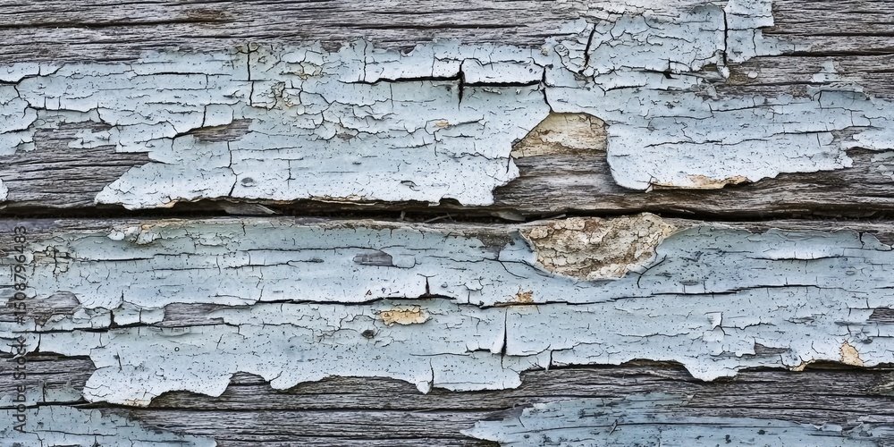 Poster a weathered wooden surface displaying deep cracks and peeling paint, ideal for creating a rustic, di