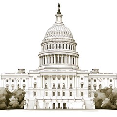 Obraz premium Elegant Black and White Sketch of the U.S. Capitol Dome