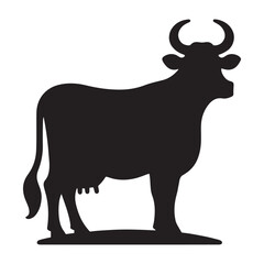 Silhouette of a Cow Vector Art in Black and White