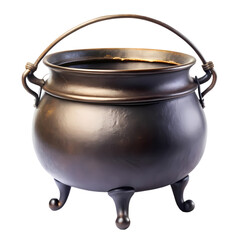 Antique Bronze Cauldron with Three Legs and Handle