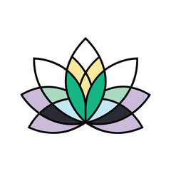 Abstract Lotus Flower with Geometric Petals in a Modern Style