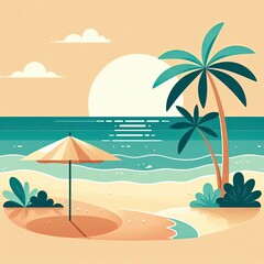 Obraz premium Seaside Relaxation with Palm Trees