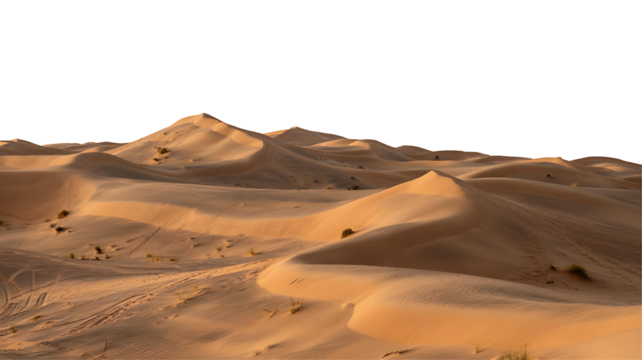 Desert sand dunes isolated on transparent background. Cut out