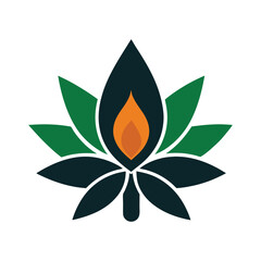 Lotus Fire Cannabis Leaf Emblem for Wellness and Healing