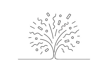 Confetti explosion continuous one line drawing minimalism design