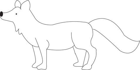 A Charming Line Drawing of an Arctic Fox Standing Proudly in Profile