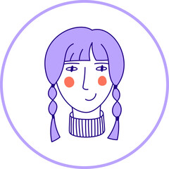 Obraz premium Hand drawn doodle face. Simple avatar portrait of men, woman various ages for social media, apps, icons, website