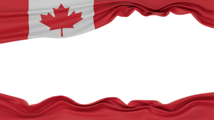 Canadian flag frame border isolated on transparent background.