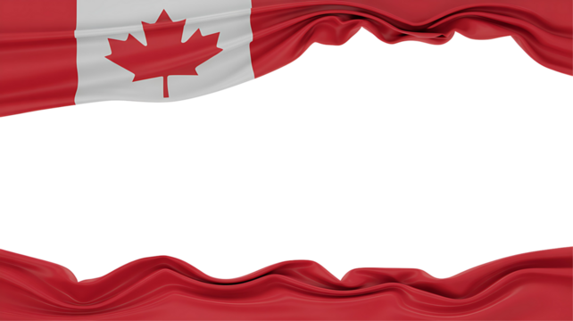 Canadian flag frame border isolated on transparent background.