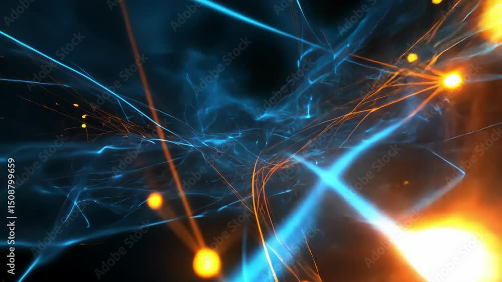 Poster abstract technology background with neural network, connection and energy.