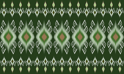 Abstract green background with ethnic pattern, Ikat, designed for printing on fabric, paper,...
