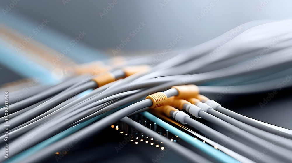 Poster crossed data cables on a digital network server board