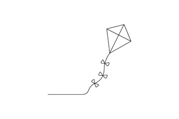 Kite flying continuous one line drawing minimalism design