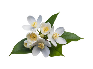 Flowers of jasmine isolated on transparent background.