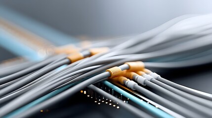 Crossed data cables on a digital network server board