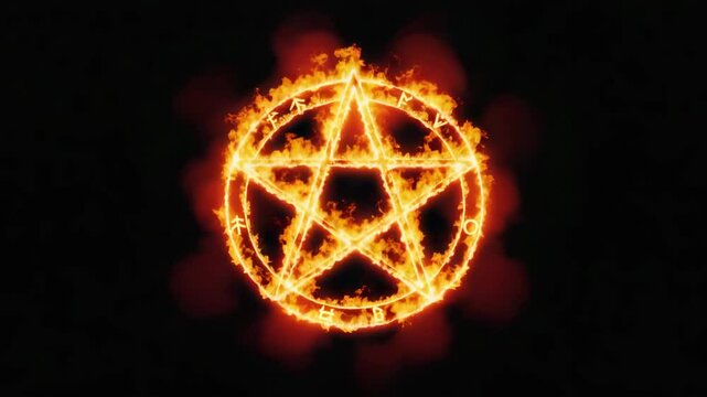 Arcane Ritual Fire Circle: Isolated Burning Pentacle for Summoning & Magic Spells, Star Pentagram.