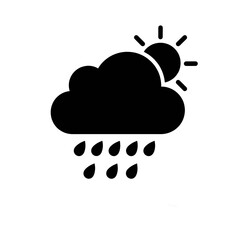 Sun behind rain cloud silhouette, flat design, isolated on transparent background 