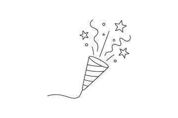 Party popper continuous one line drawing minimalism design