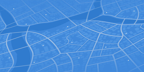 City urban roads and streets abstract map downtown district. Geolocation your location on map with river. Concept of planning and mapping a travel. Flat vector illustration