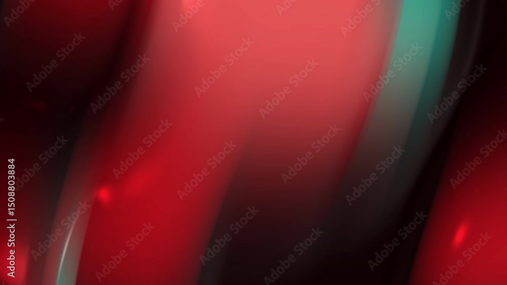Poster abstract animation with red, teal, and dark hues. smooth, flowing lines create a dynamic, vibrant fe