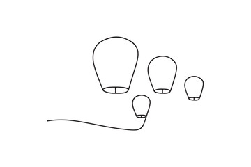 Obraz premium Sky lanterns continuous one line drawing minimalism design