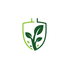 Garden Shovel Logo with Leaves Concept
