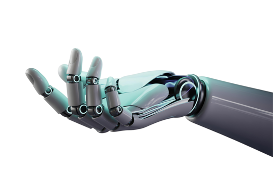 Robotic hand gesture isolated on transparent background. Png