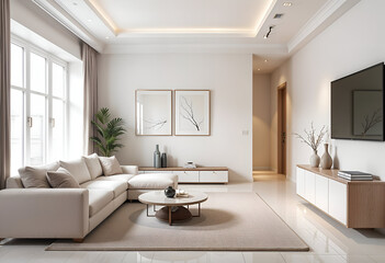 luxury modern living room a interior design white a generative ai. 