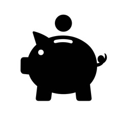 piggy bank with coin silhouette isolated on transparent background, png image 