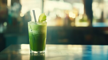 Refreshing Green Smoothie in a Glass