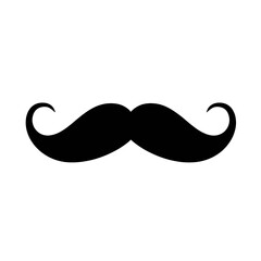 Moustache silhouette isolated on transparent background, png image 